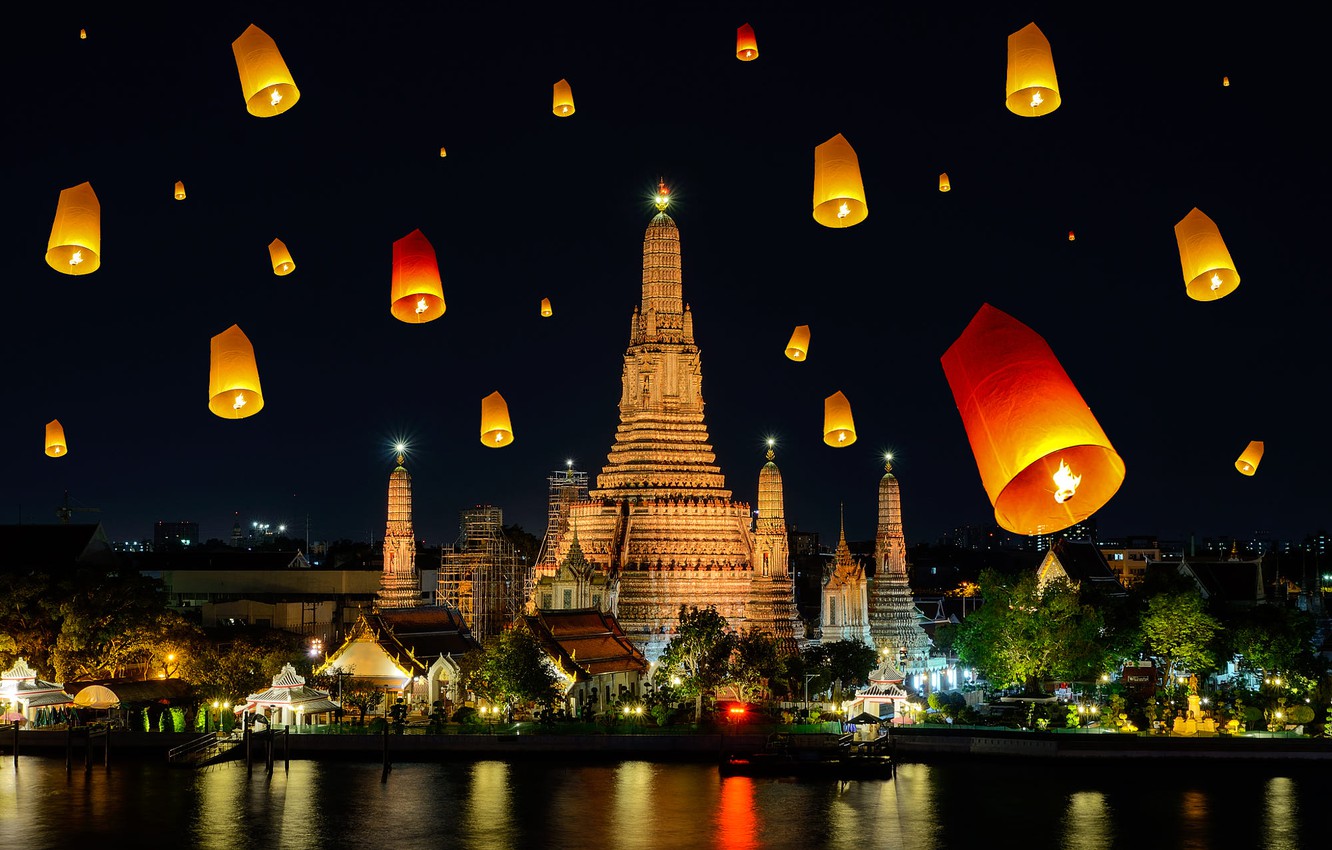 Photo Wallpaper Night, The City, River, Holiday, The - Best Photo Spots In Bangkok - HD Wallpaper 