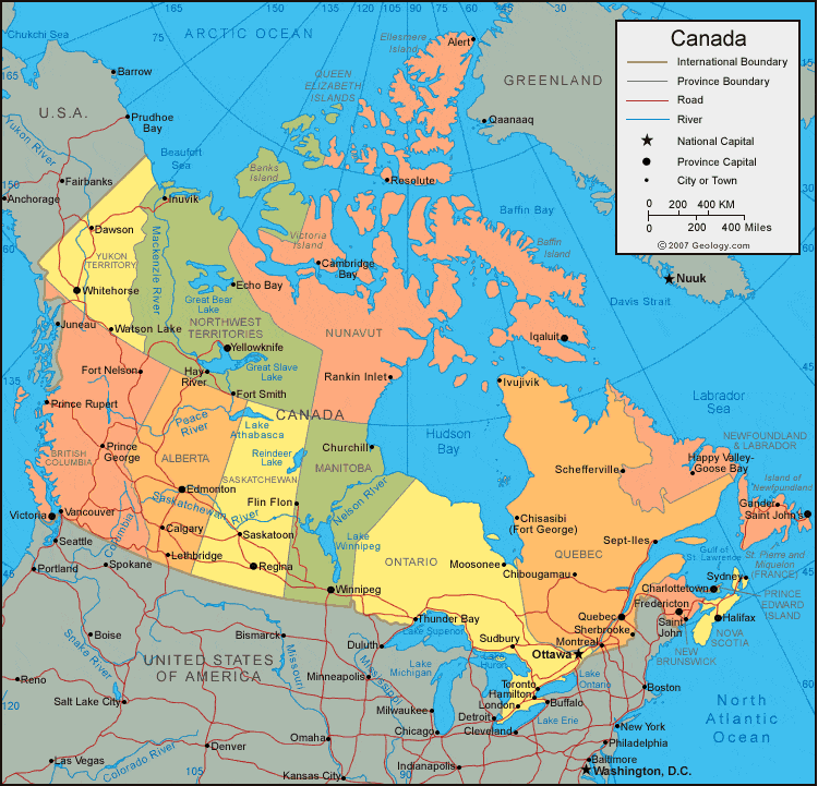 Canada Political Map - 5 Major Bodies Of Water In Canada - HD Wallpaper 