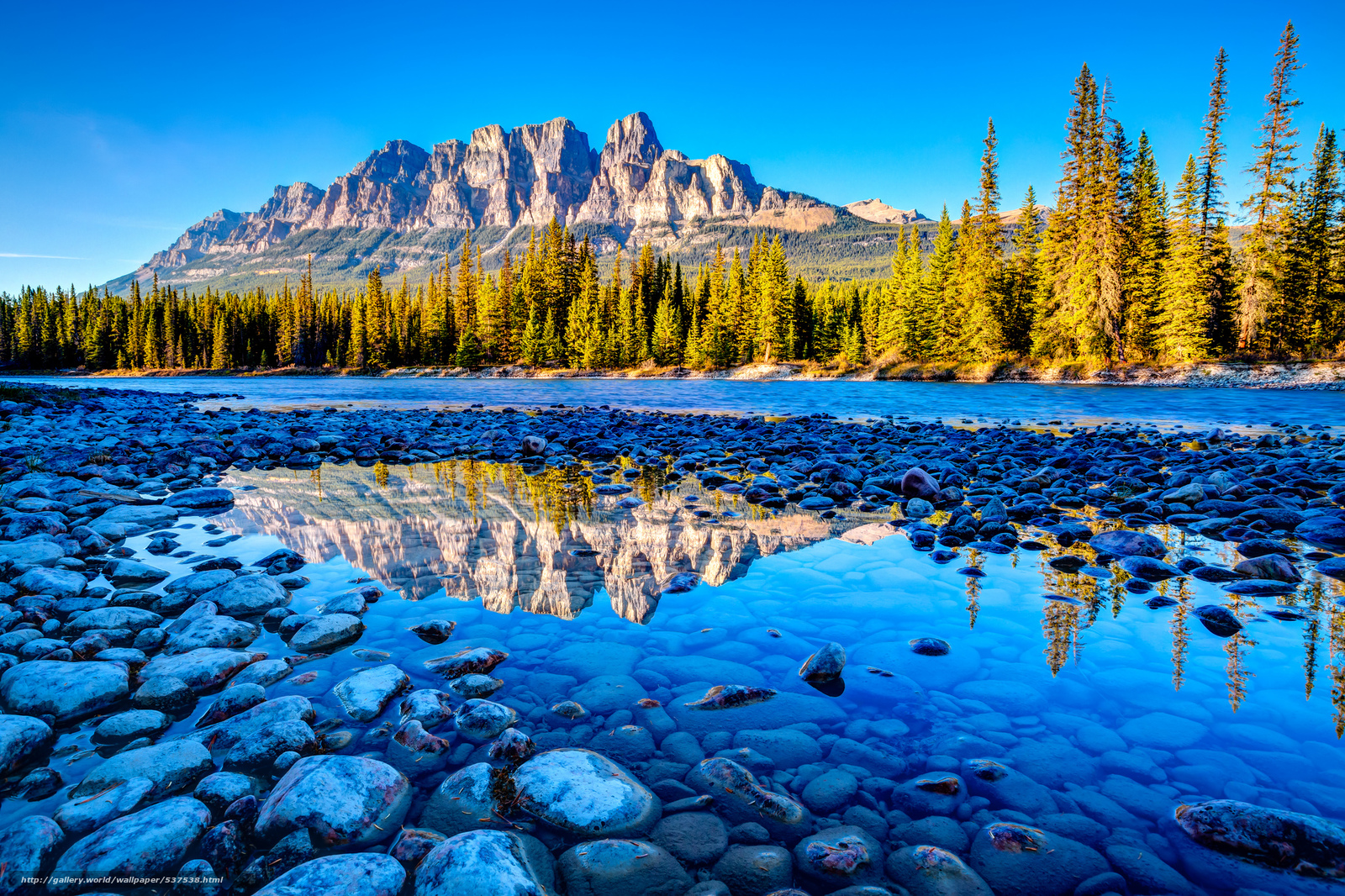 Download Wallpaper Castle, Mountain, Reflection, Banff - High Resolution Beautiful Landscape - HD Wallpaper 