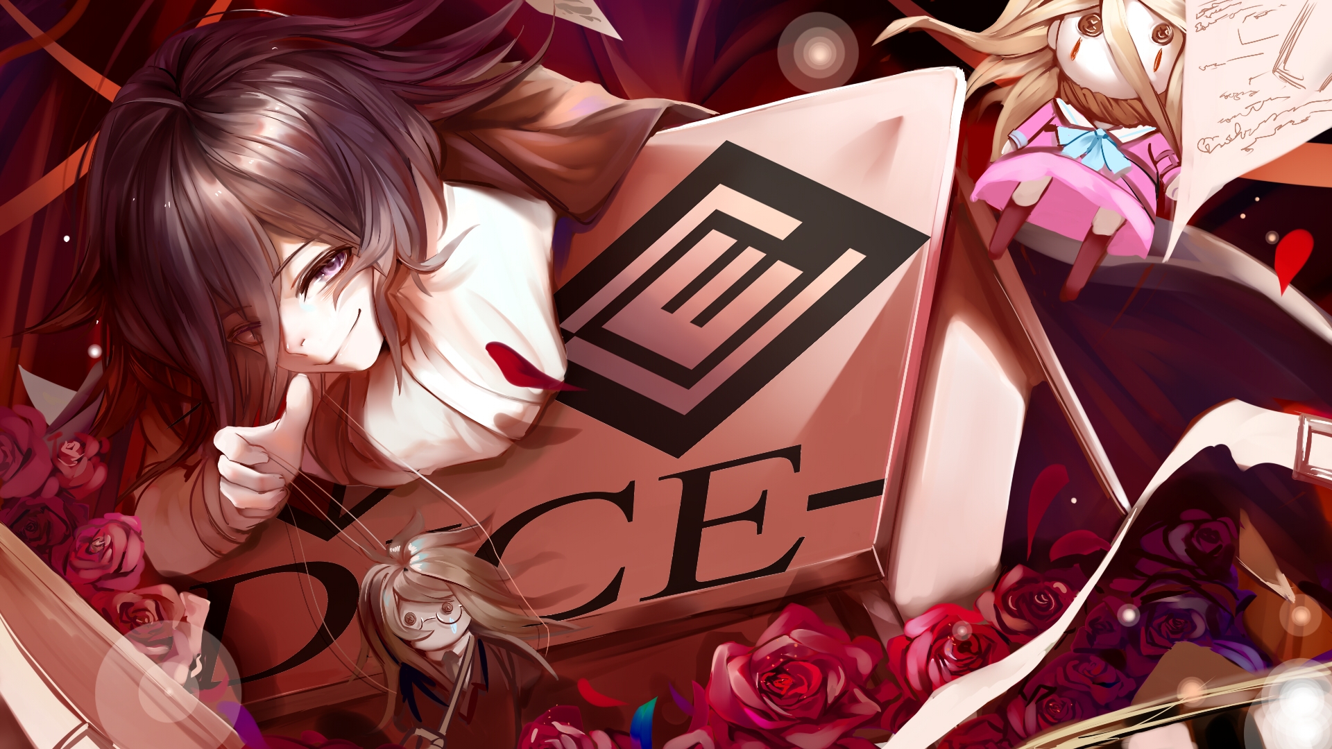 Iruma Miu, Danganronpa V3, Roses, Smiling, Anime Games - Danganronpa V3 Wallpaper Ouma - HD Wallpaper 