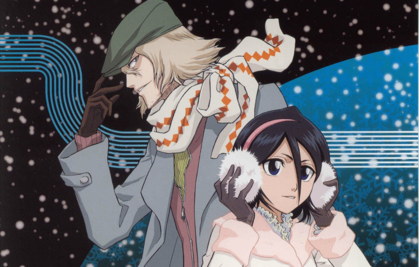 Photo Wallpaper Snow, Night, Headphones, Scarf, Gloves, - Rukia Kuchiki - HD Wallpaper 