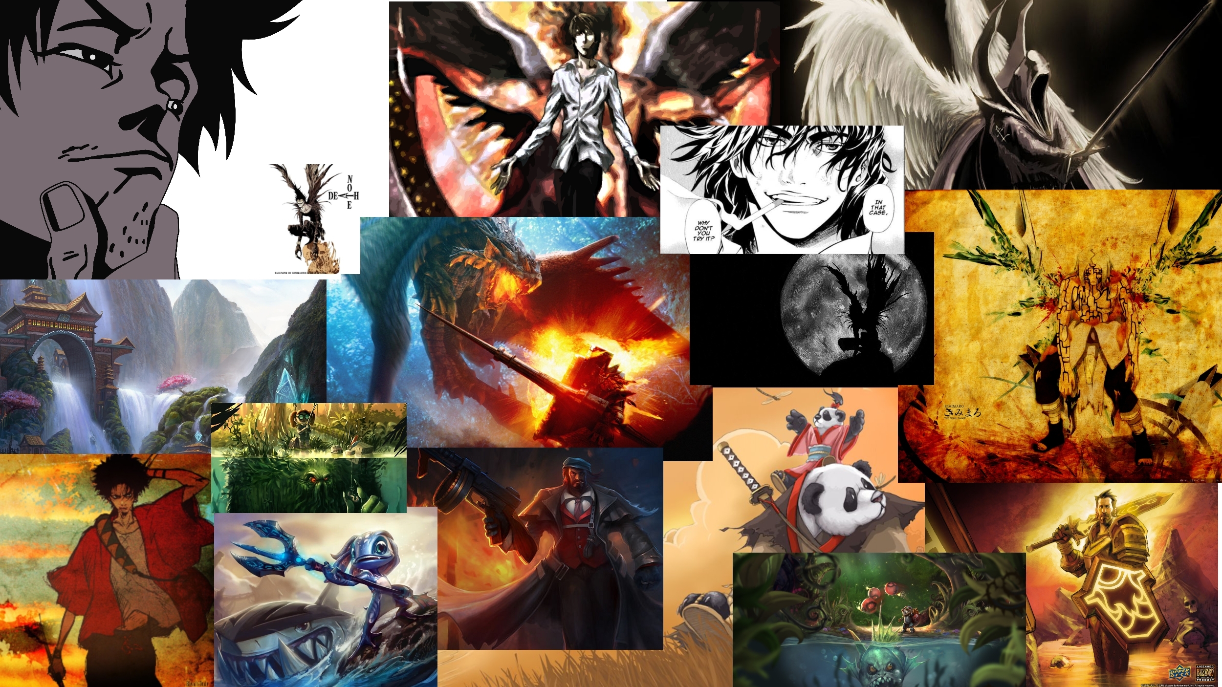 Death Note Samurai Champloo World Of Warcraft League - Collage - HD Wallpaper 
