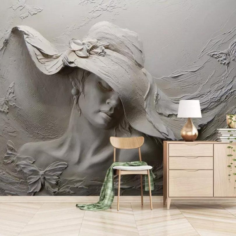 Mural Of Lady With Hat - HD Wallpaper 