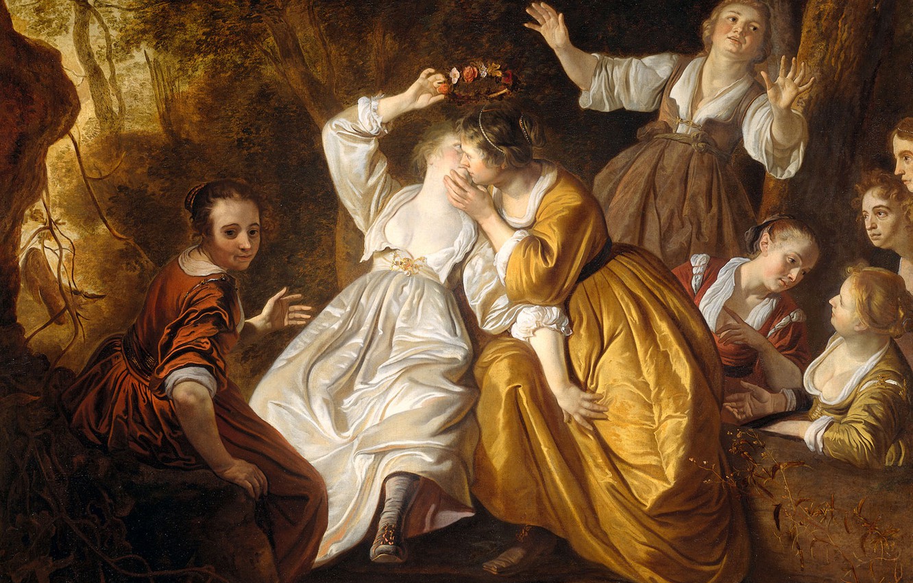 Photo Wallpaper Oil, Picture, Canvas, Mythology, Jacob - Diana With Her Nymphs Jacob Van Loo - HD Wallpaper 