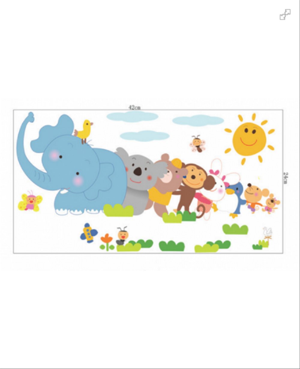 Stiker Tembok Binatang Animal Gajah Kelinci Koala - Hiasan Binatang - HD Wallpaper 