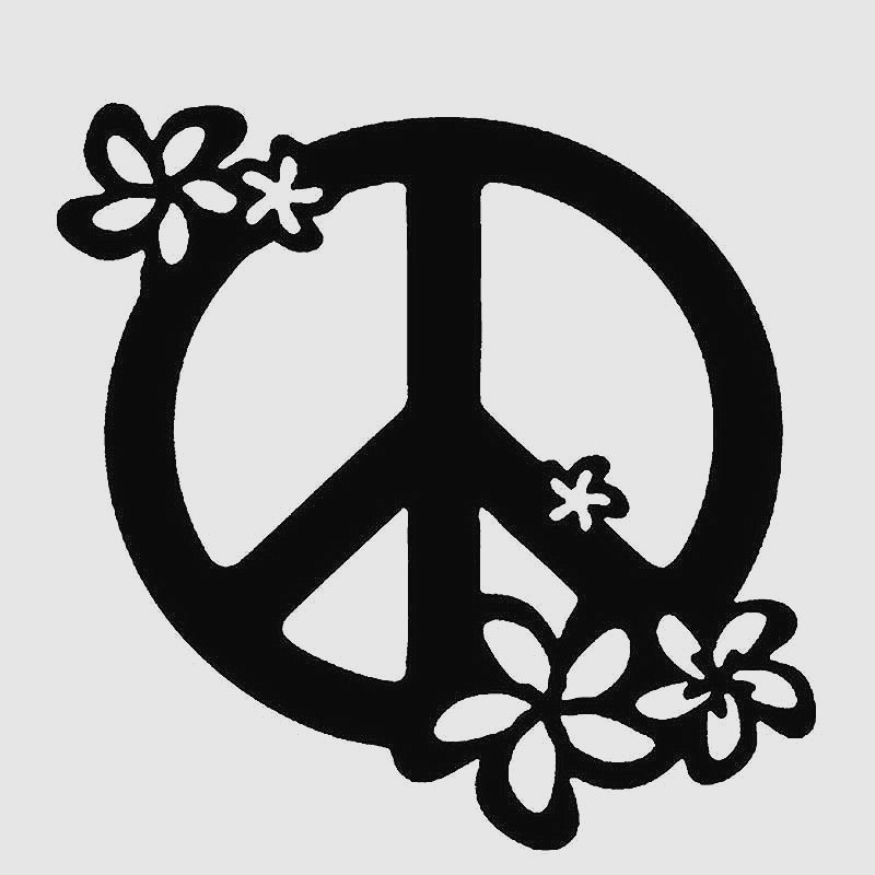 Drawn Peace Sign Blingee - Peace Sign With Flowers - HD Wallpaper 