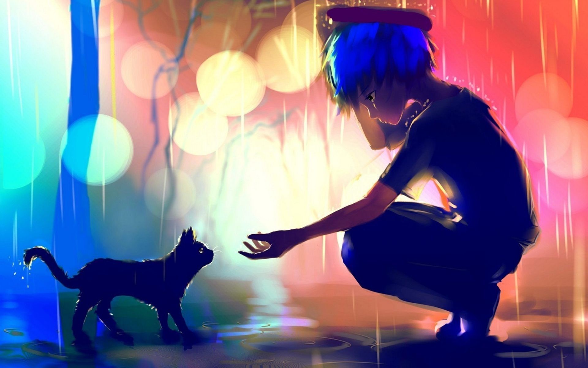 1920x1200, Download Wallpaper Anime Boy Hd - Anime Boy In Rain