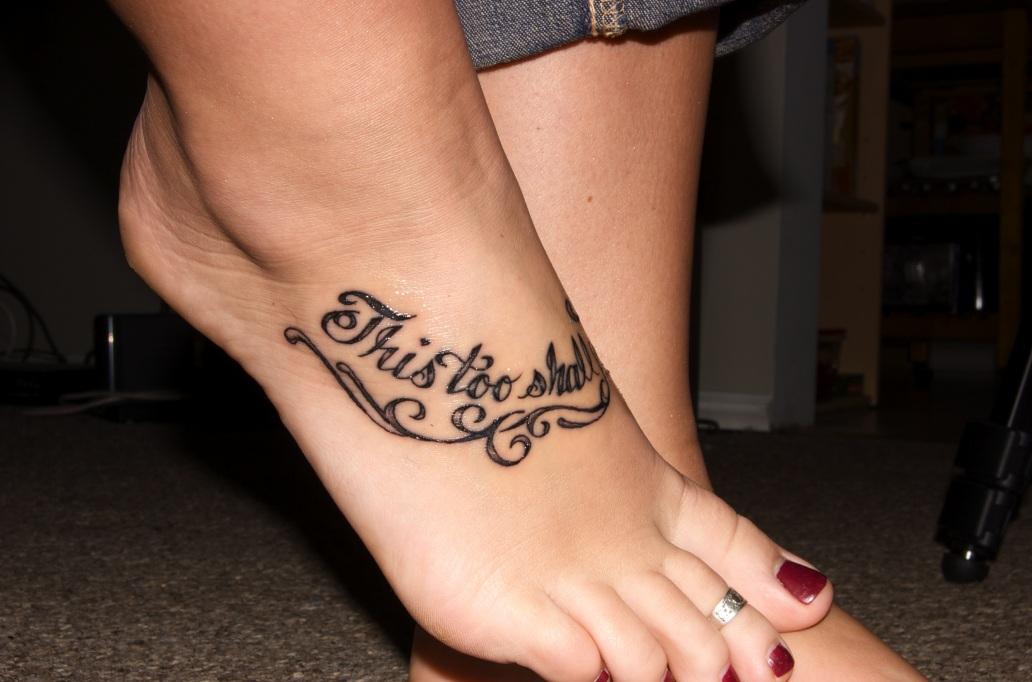 This Too Shall Pass Women Tattoo On Right Foot - Tattoos For Girls On Leg Simple - HD Wallpaper 