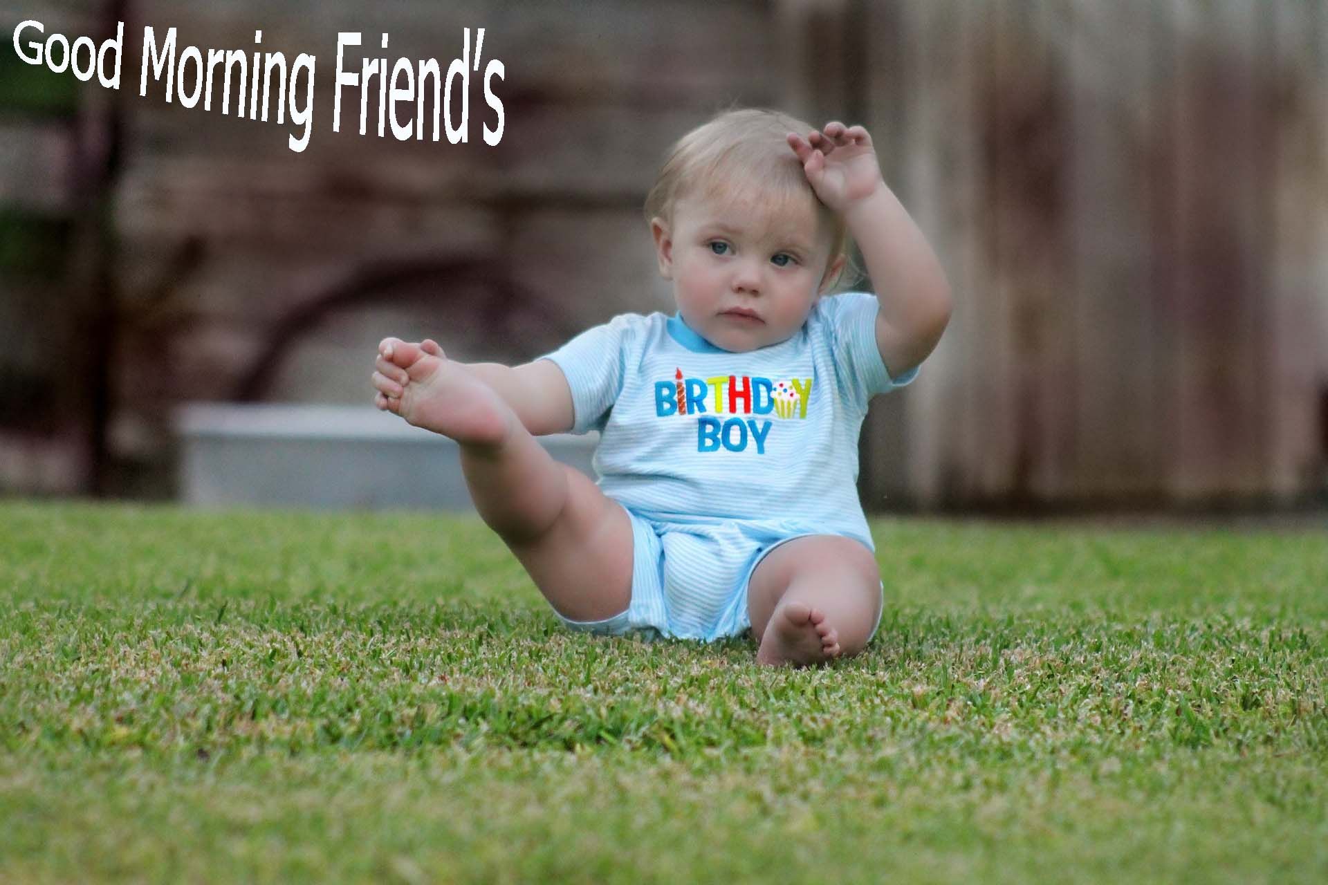 Good Morning Friends Wishes Hd By Cute Baby Wallpaper - Infant - HD Wallpaper 