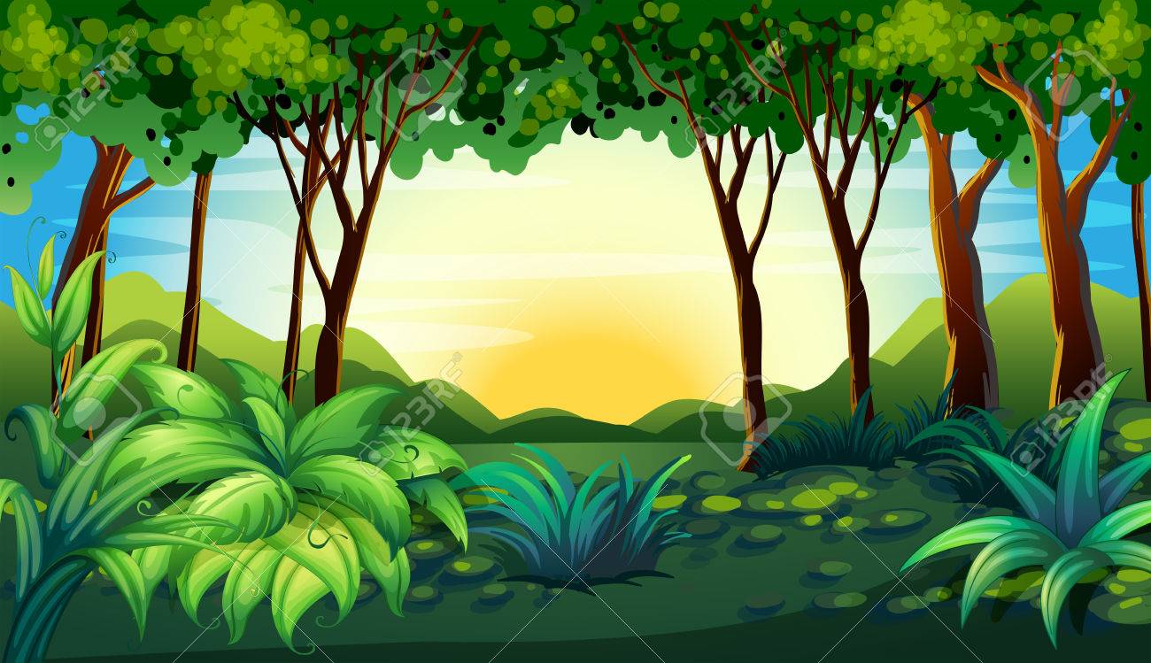 Scenic Clipart Fairy Land - Illustration Of A Forest - HD Wallpaper 