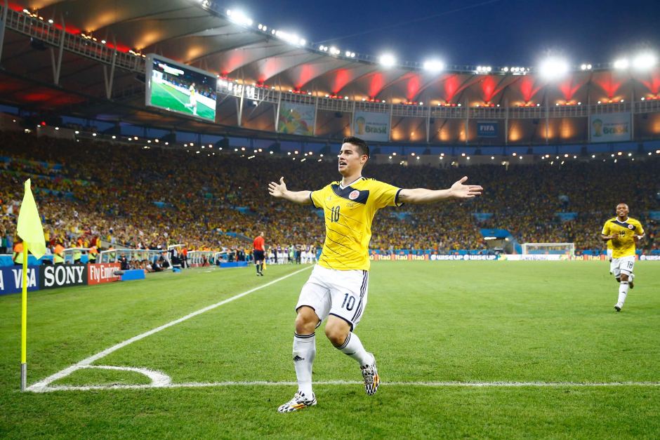 James Rodriguez Celebrates Stunning Opener Against - James Rodriguez World Cup - HD Wallpaper 