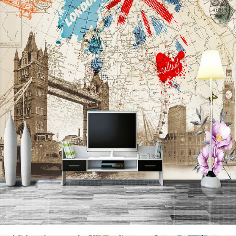 Inglaterra Estilo Retro Nostálgico Mapa De Londres - Tower Bridge - HD Wallpaper 