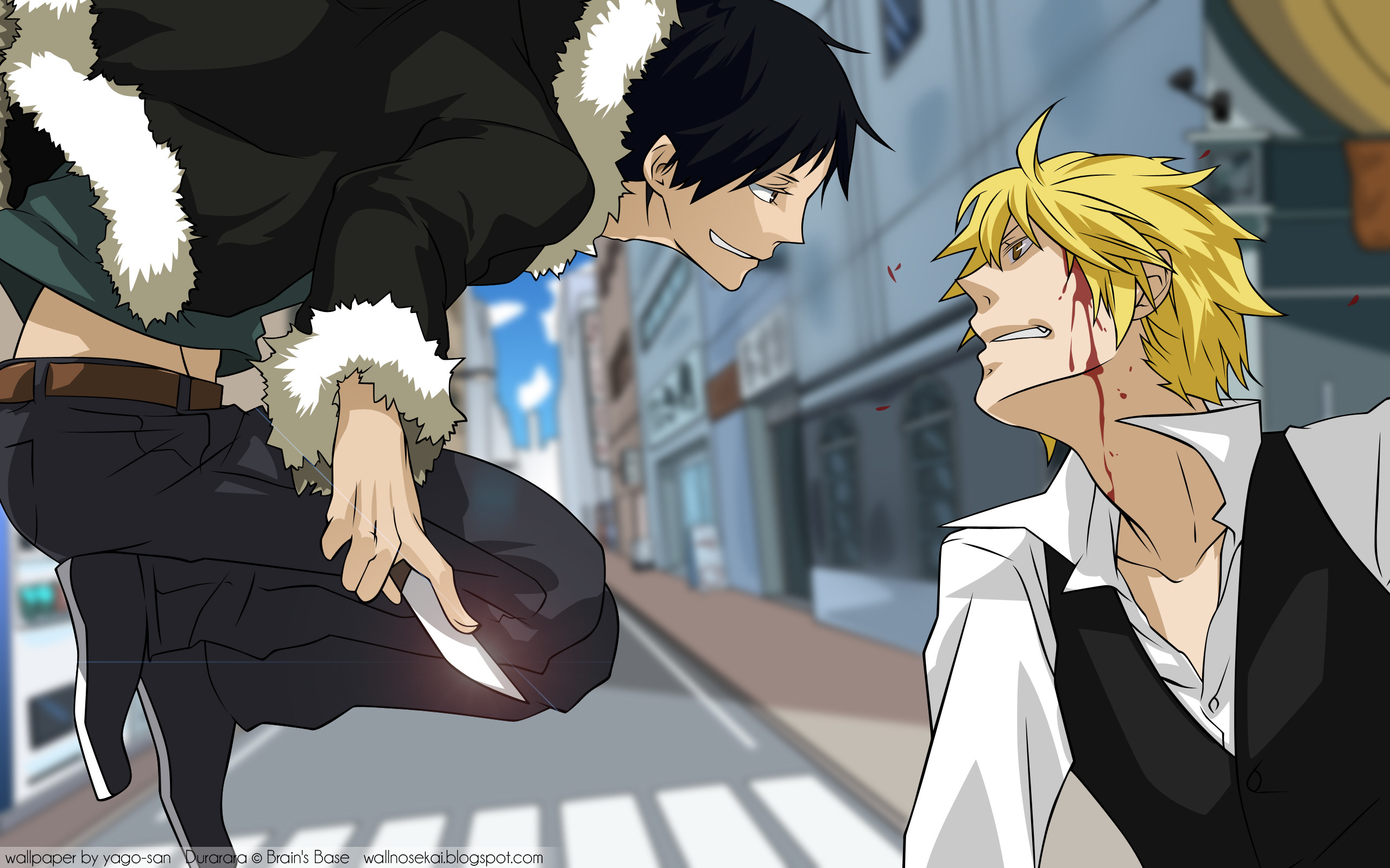 Anime, Durarara , Heiwajima Shizuo, Orihara Izaya, - Izaya Orihara Vs Shizuo Heiwajima - HD Wallpaper 