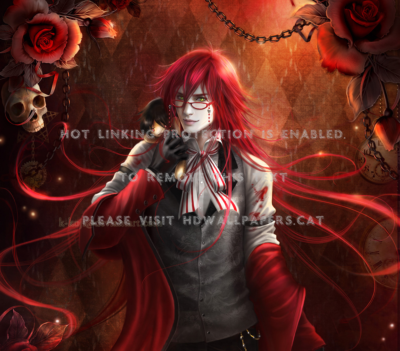 Grell Sutcliff Red Hair Male Realistic Dark - Grell Black Butler Fanart - HD Wallpaper 