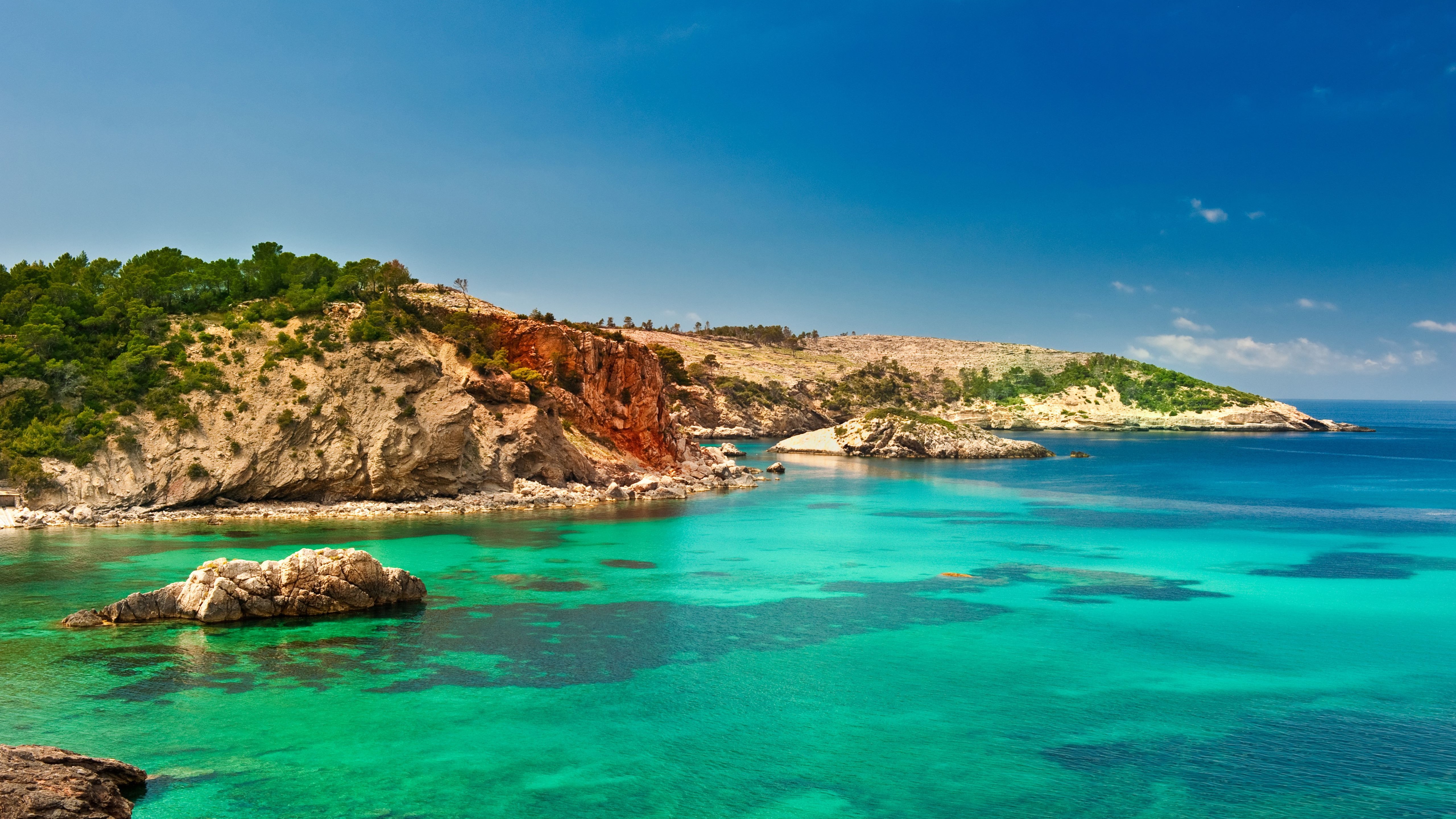 Wallpaper Spain, Ibiza, Island, Blue Sea, Water, Sky - Cala Xarraca - HD Wallpaper 