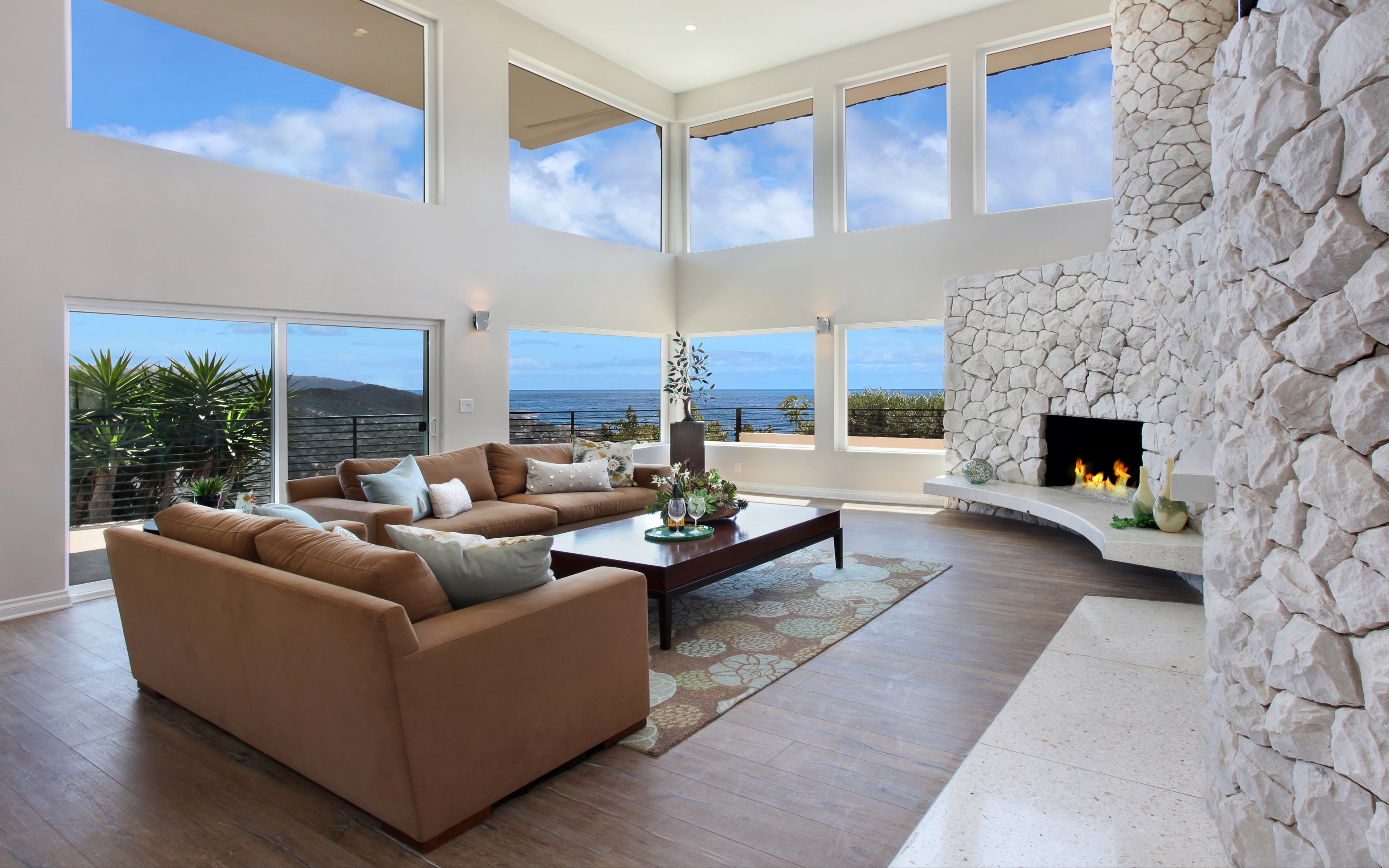 Wallpaper Living Room, Interior, Design, Fireplaces, - Living Room - HD Wallpaper 