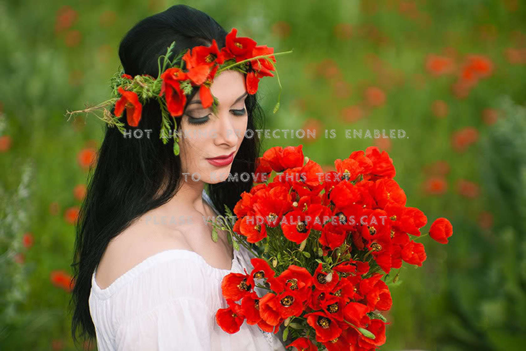Beauty Romantic Moment Red Flowers Girl - Les Fille Avec Les Fleur - HD Wallpaper 
