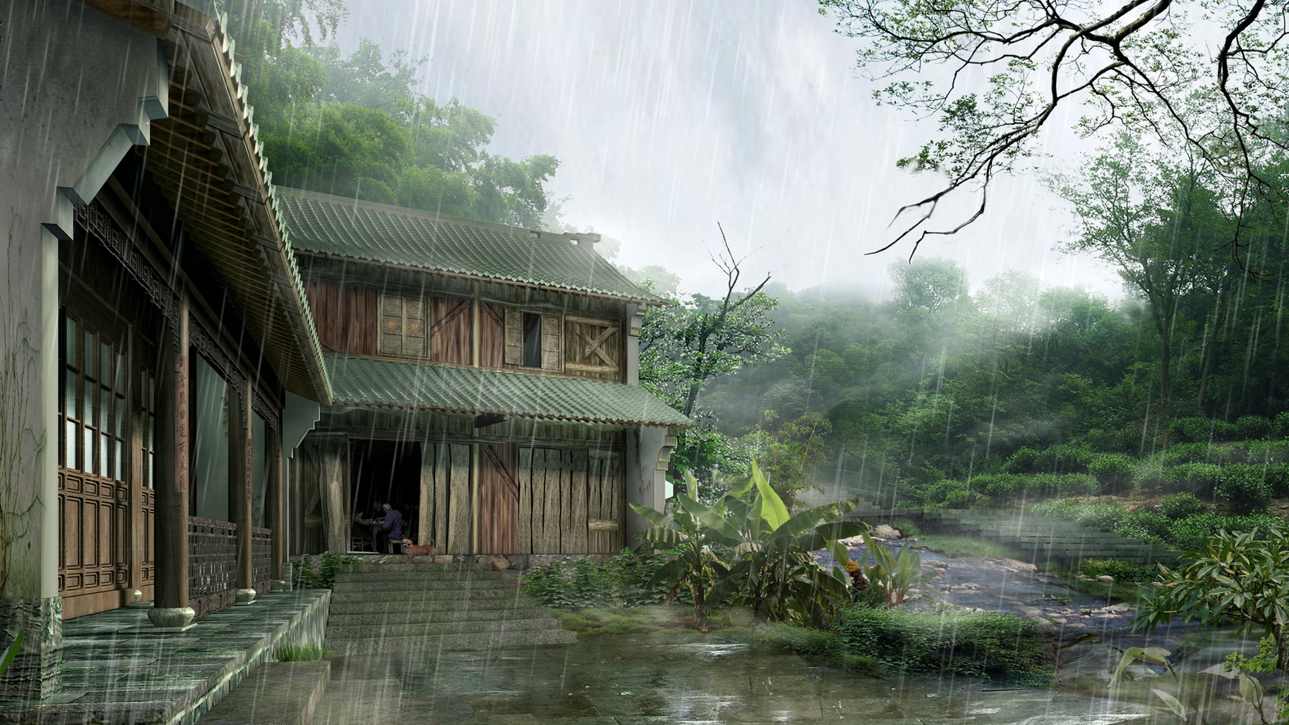 Free Download House Wallpaper Id - Rainy Nature - HD Wallpaper 