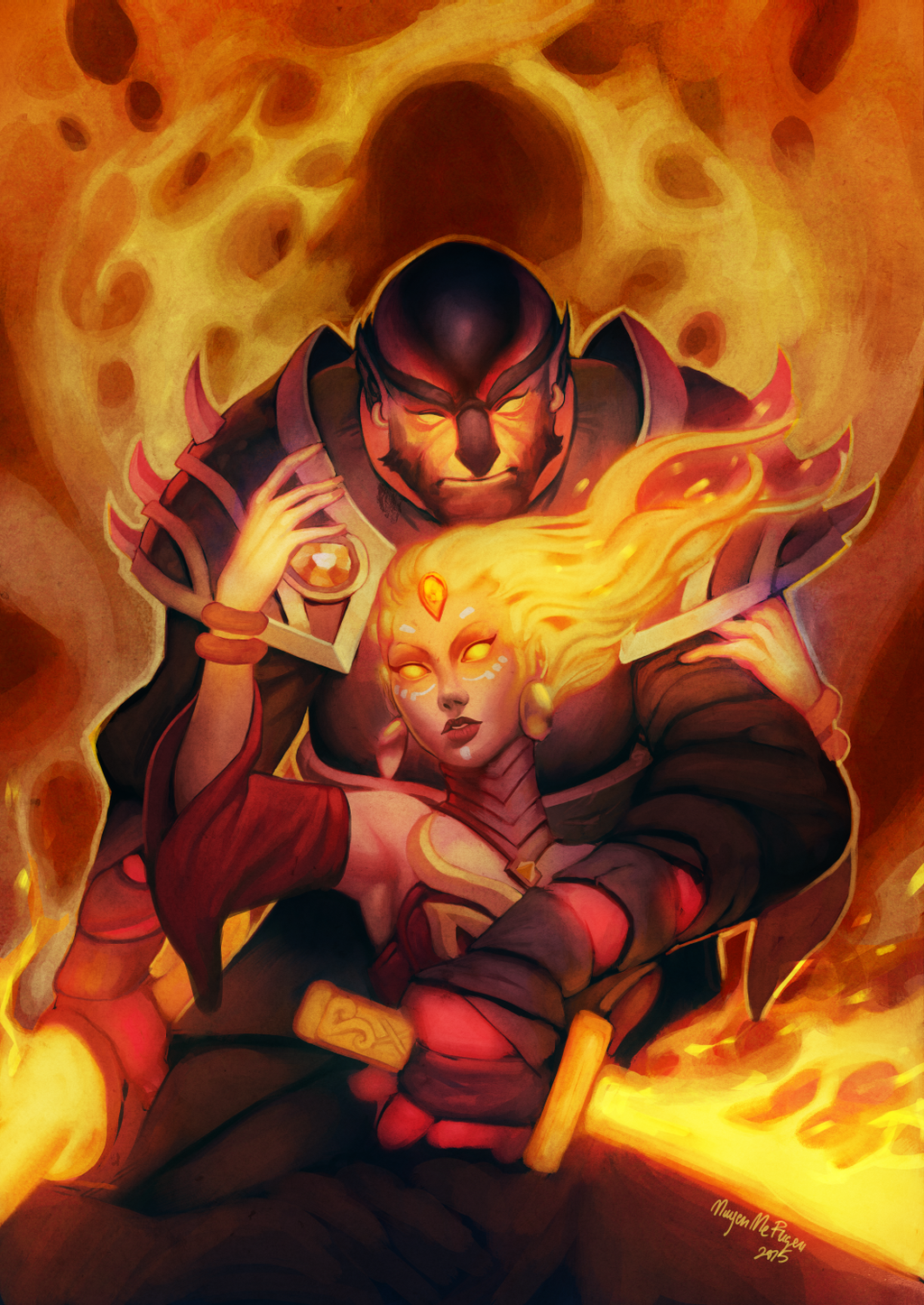 Dota Art,dota,dota 2, Дота, Дота 2, Defence Of The - Dota 2 Lina Ember Spirit - HD Wallpaper 