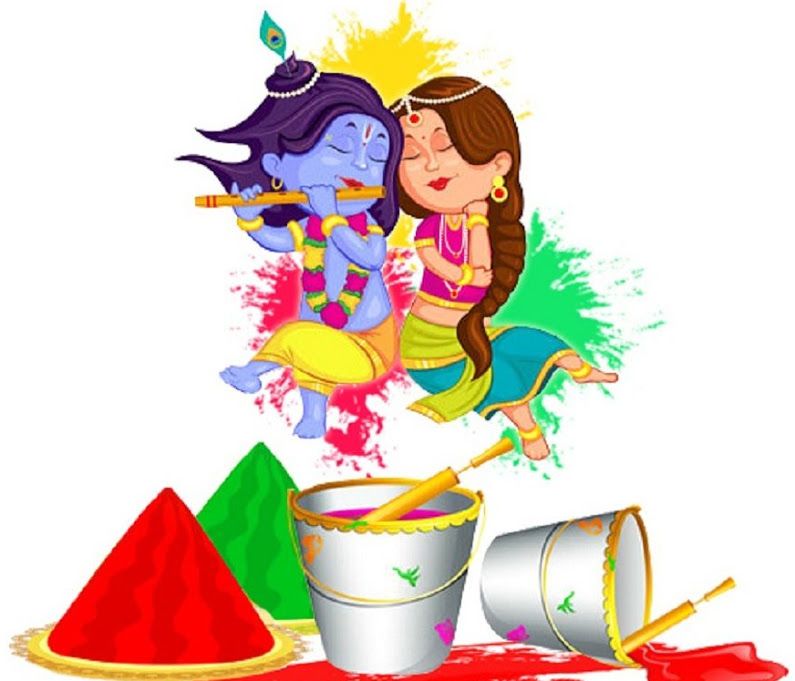 Best Holi Drawing Images Hd Wallpaper - Little Radha Krishna Holi - HD Wallpaper 