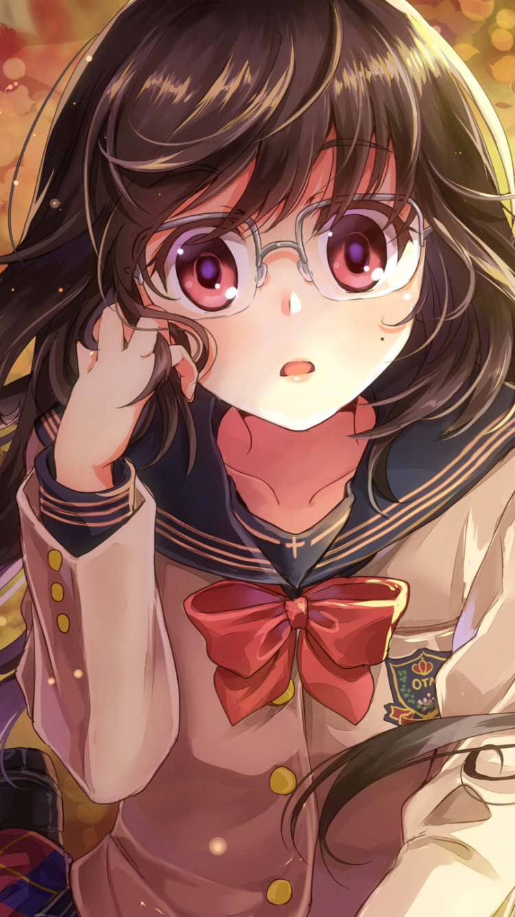 Anime Girl, Glasses, Meganekko, School Uniform, Cute - Cute Anime Girl Wallpaper Hd - HD Wallpaper 