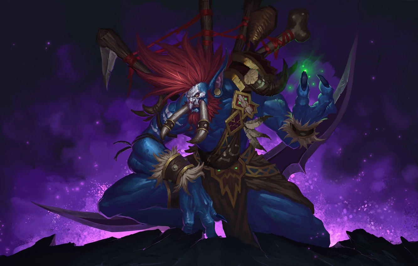 Photo Wallpaper Figure, Fangs, Wow, Blizzard, Art, - Wow Troll - HD Wallpaper 
