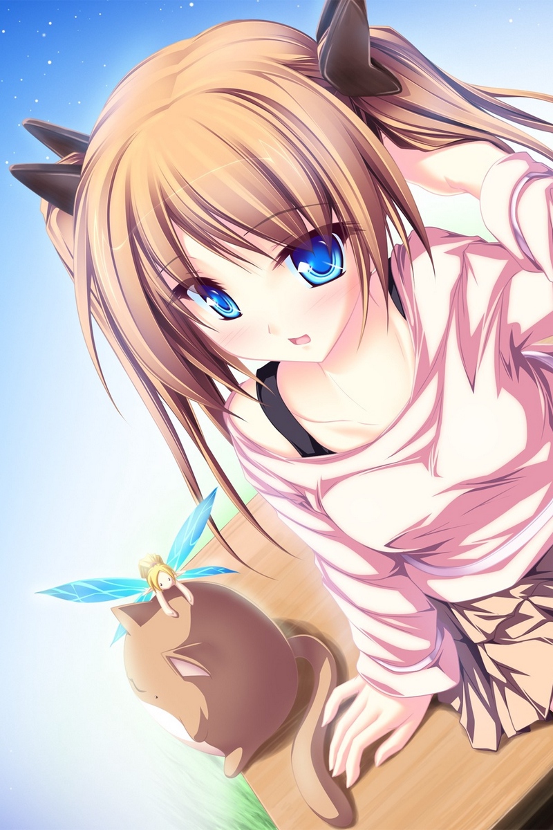 Wallpaper Anime, Girl, Cat, Elf, Shine - Anime Cat Girl Wallpaper Ios - HD Wallpaper 