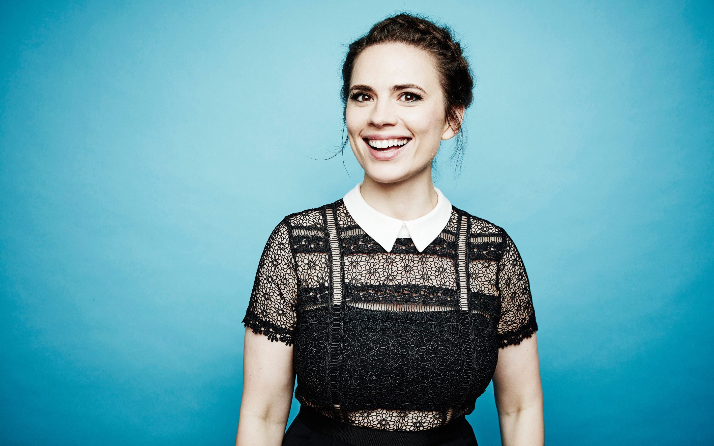 Hayley Atwell, Portrait, Smile, Black Dress, English - Jodie Whittaker Doctor Who Best - HD Wallpaper 