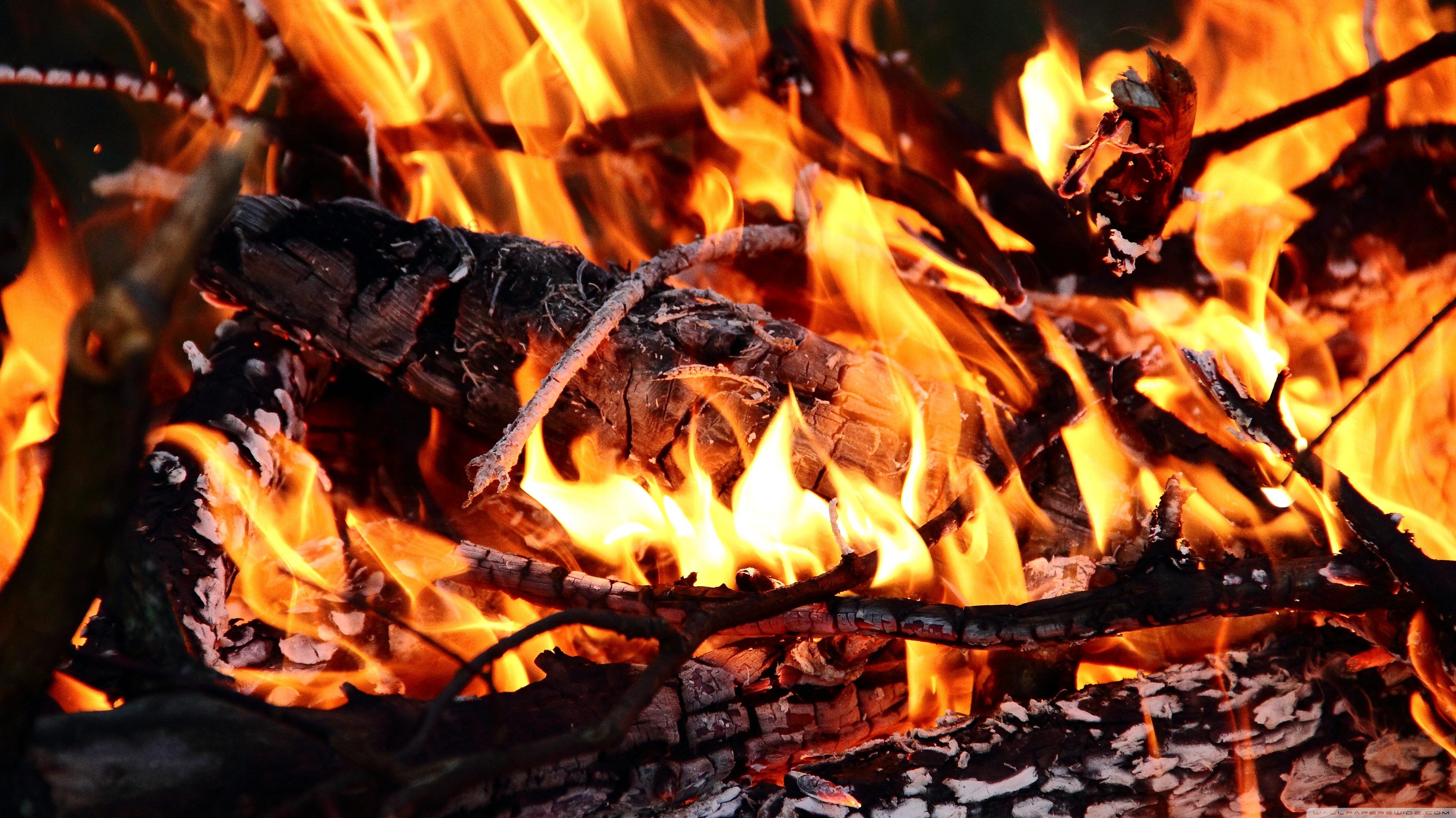 Burning Wood 4k - HD Wallpaper 
