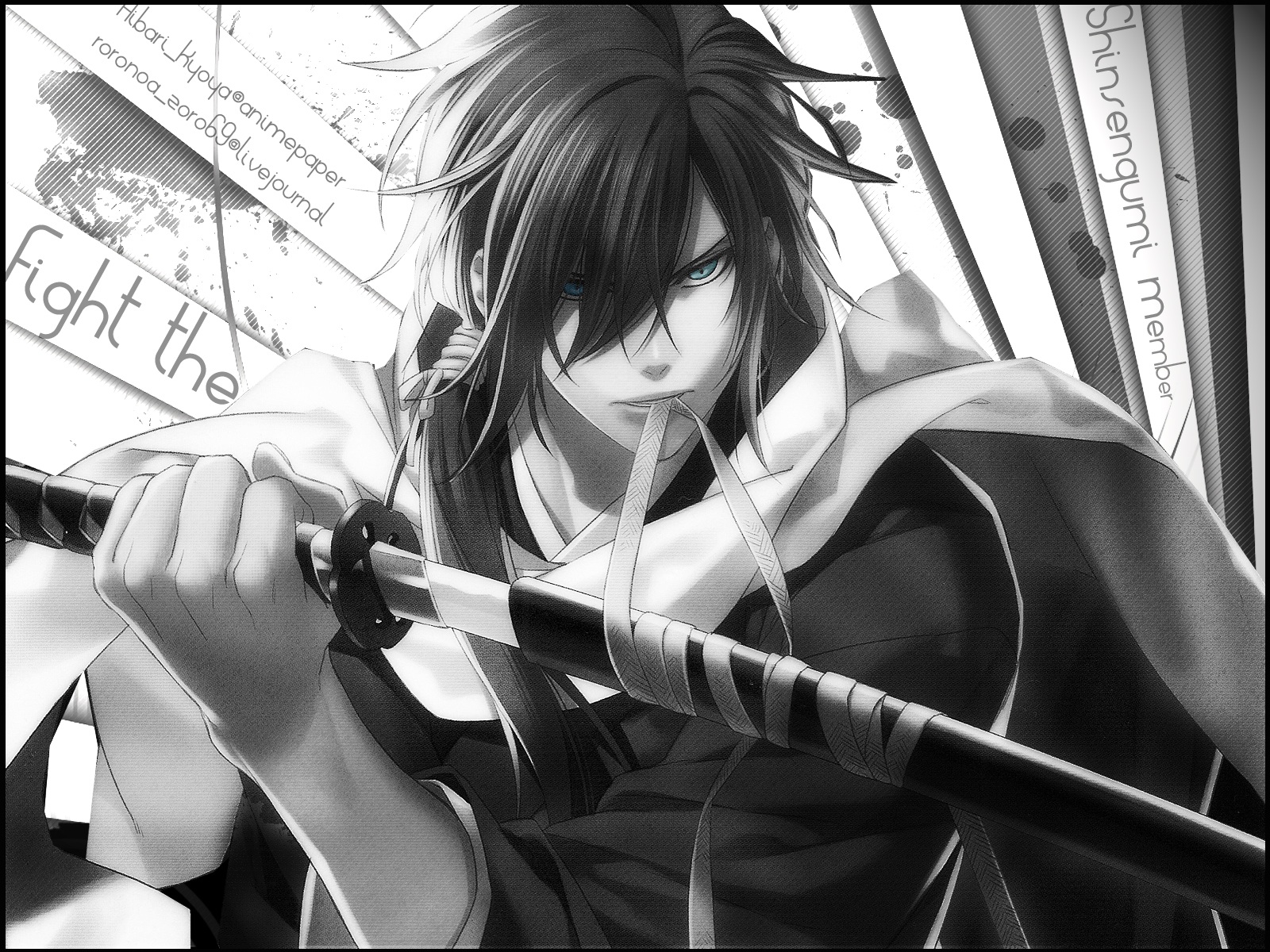 Saitou Hajime - Anime Black And White Sword - HD Wallpaper 