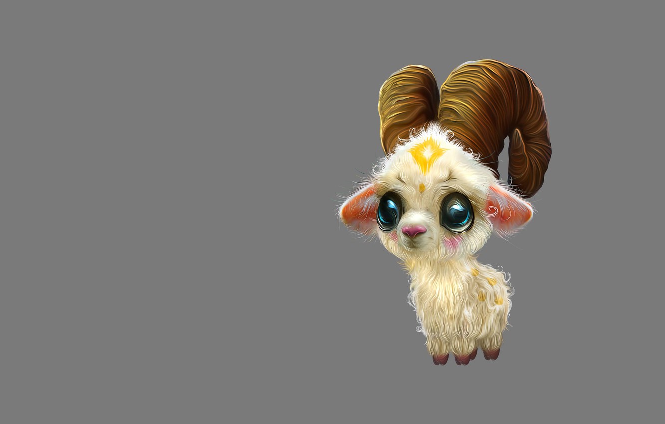 Photo Wallpaper Fiction, Baby, Art, Horns, Milota, - Cute Animal Concept Art - HD Wallpaper 