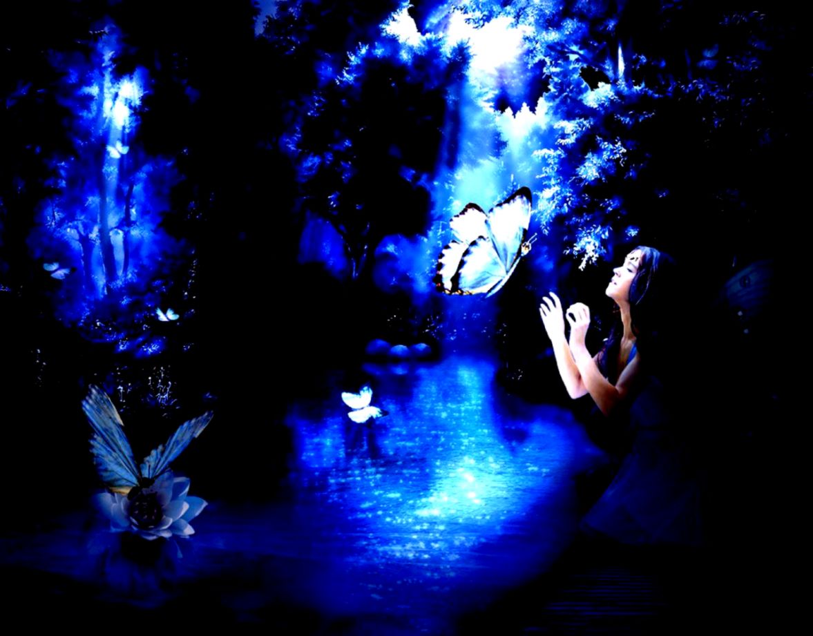 Fairy Butterfly Girl Blue Wings Butterflies Hd Wallpaper - Dark Fairy Butterfly - HD Wallpaper 