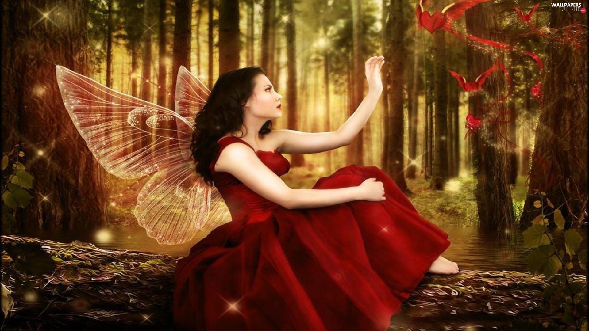 Butterfly, Forest, Girl - Magical Girl In Forest - HD Wallpaper 