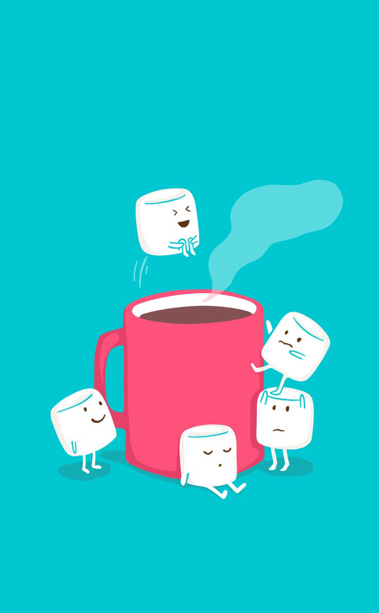 Wallpaper, Marshmallow, And Coffee Image - Marshmallow Cartoon Hot Chocolate - HD Wallpaper 
