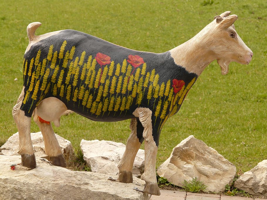 Goat, Geiss, Chamois, Animal, Baby, Baby Goat, Wood, - Vaca Tallada En Madera - HD Wallpaper 