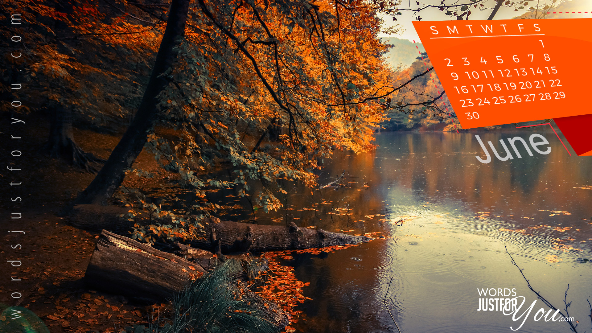 June 2019 Hd Calendar Desktop Wallpaper - Autumn - HD Wallpaper 