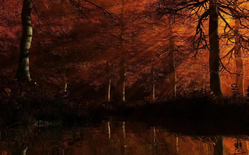 Red Forest Beauty Wallpaper,trees Hd Wallpaper,forest - Autumn Art - HD Wallpaper 