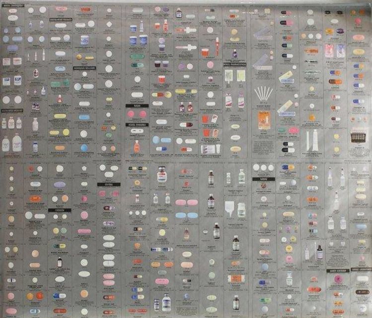 Damien Hirst Pharmacy Wallpaper Silver - HD Wallpaper 