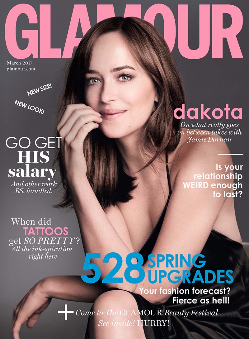 Dakota Johnson On Glamour Uk March 2017 Cover - Dakota Johnson Magazine Cover - HD Wallpaper 