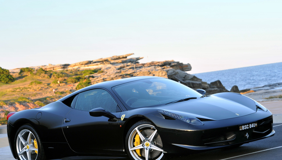 Ferrari 458 Italia, Sea, Ferrari, Black, 458 Italia - Desktop Backgrounds Ferrari 458 - HD Wallpaper 