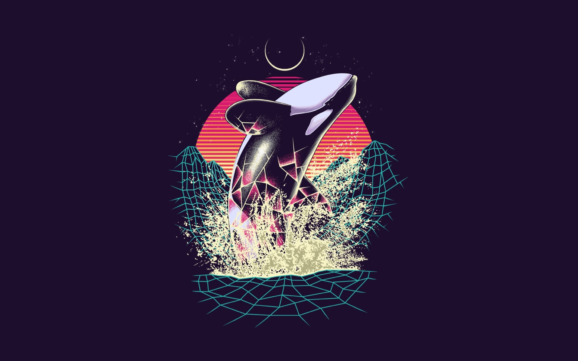 Wallpaper Of Artistic, Orca, Retro Wave Background - Orca Iphone - HD Wallpaper 