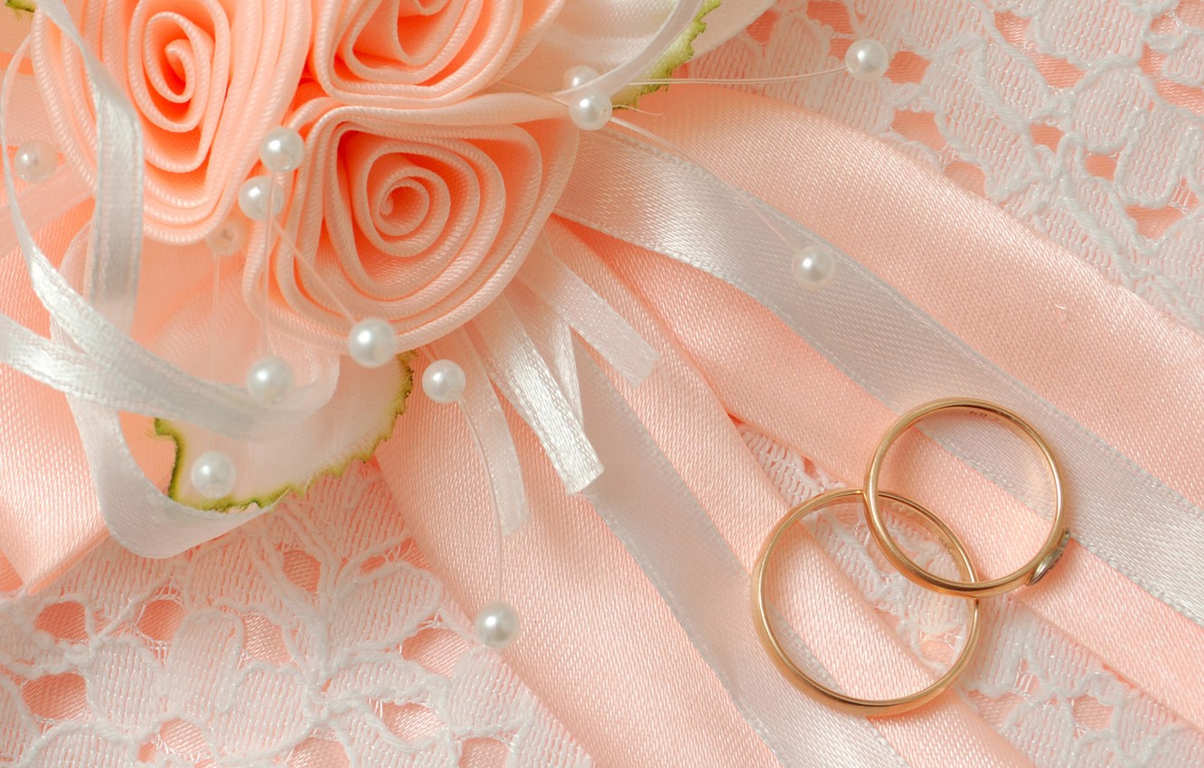 Photo Wallpaper Macro, Flowers, Bow, Wedding, Engagement - Peach Color Wedding Background - HD Wallpaper 