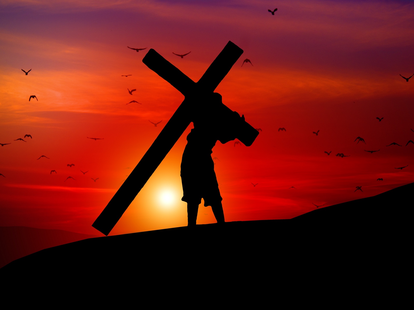Wallpaper Cross, Silhouette, Faith, Burden - Crucified Jesus - HD Wallpaper 