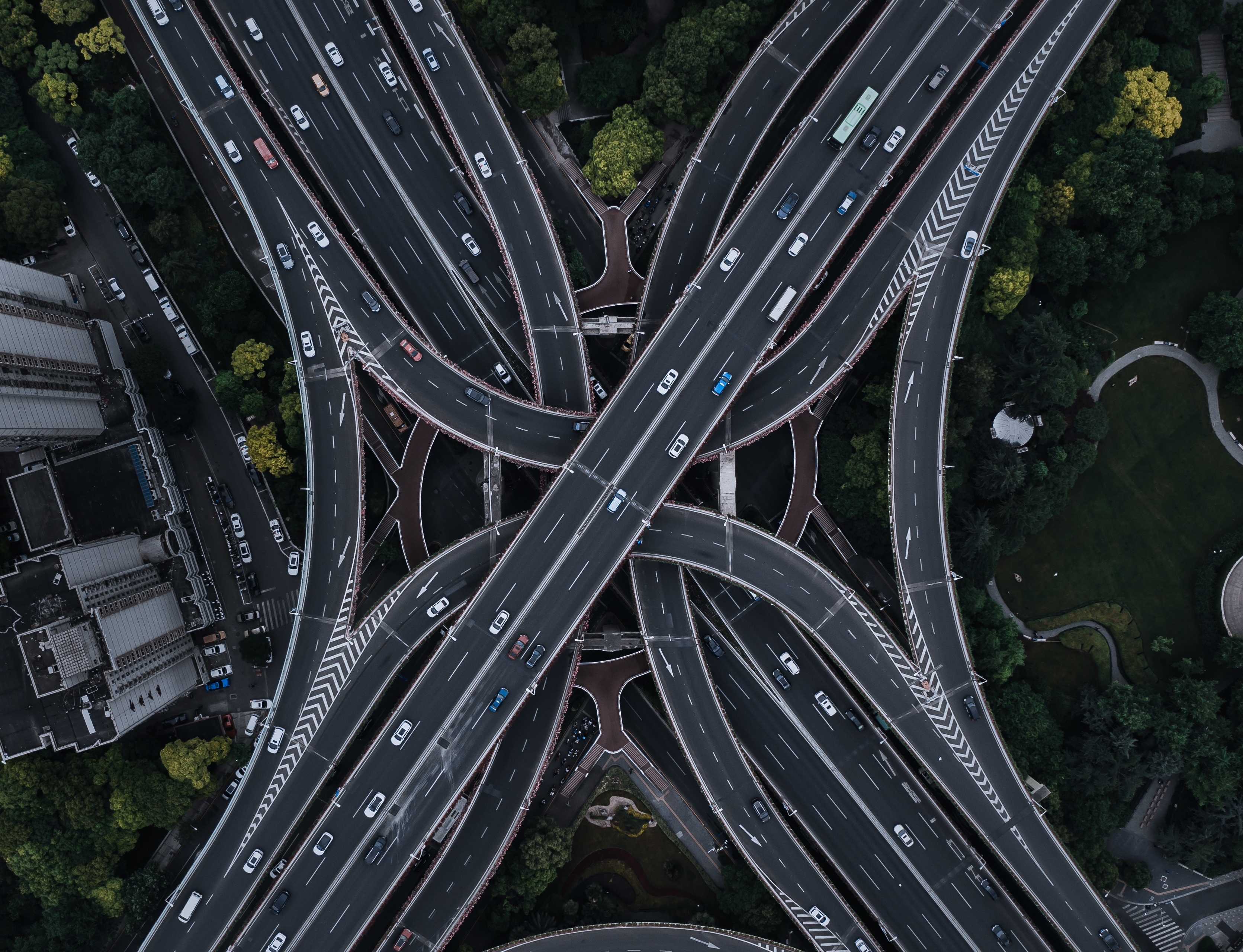 Intersection Birds Eye View - HD Wallpaper 