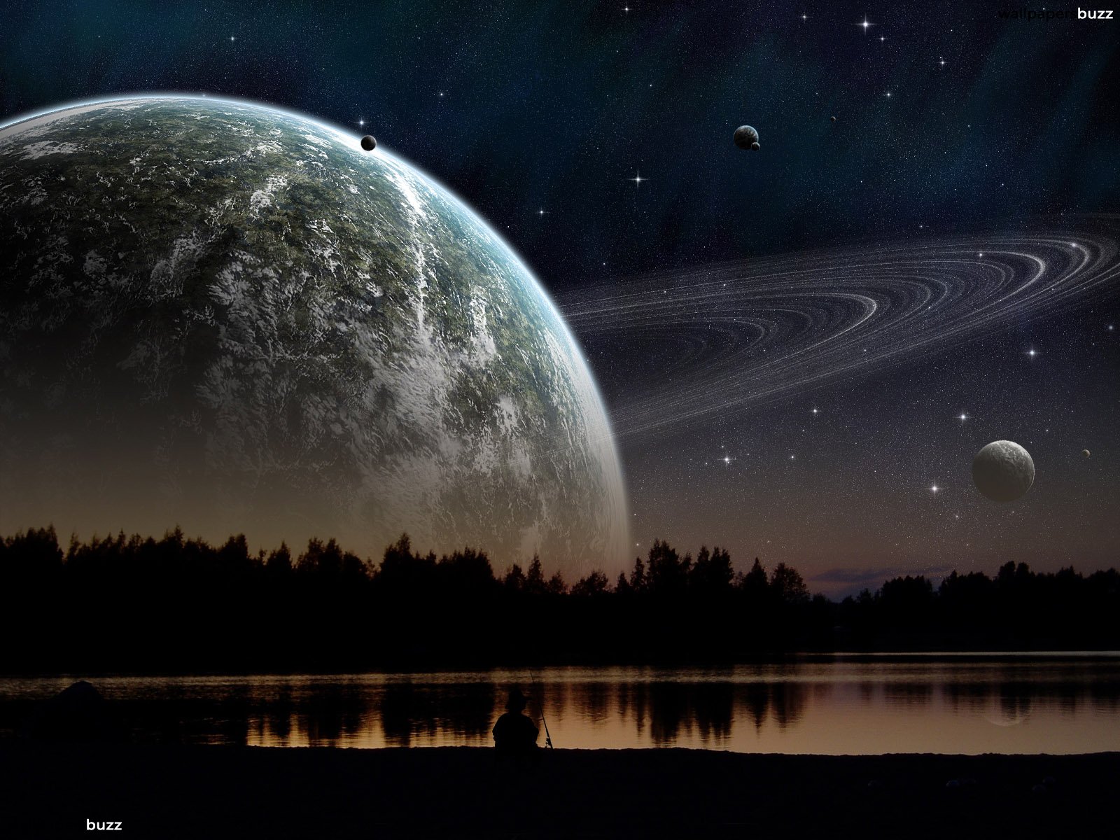 Saturn At Moon Distance - HD Wallpaper 