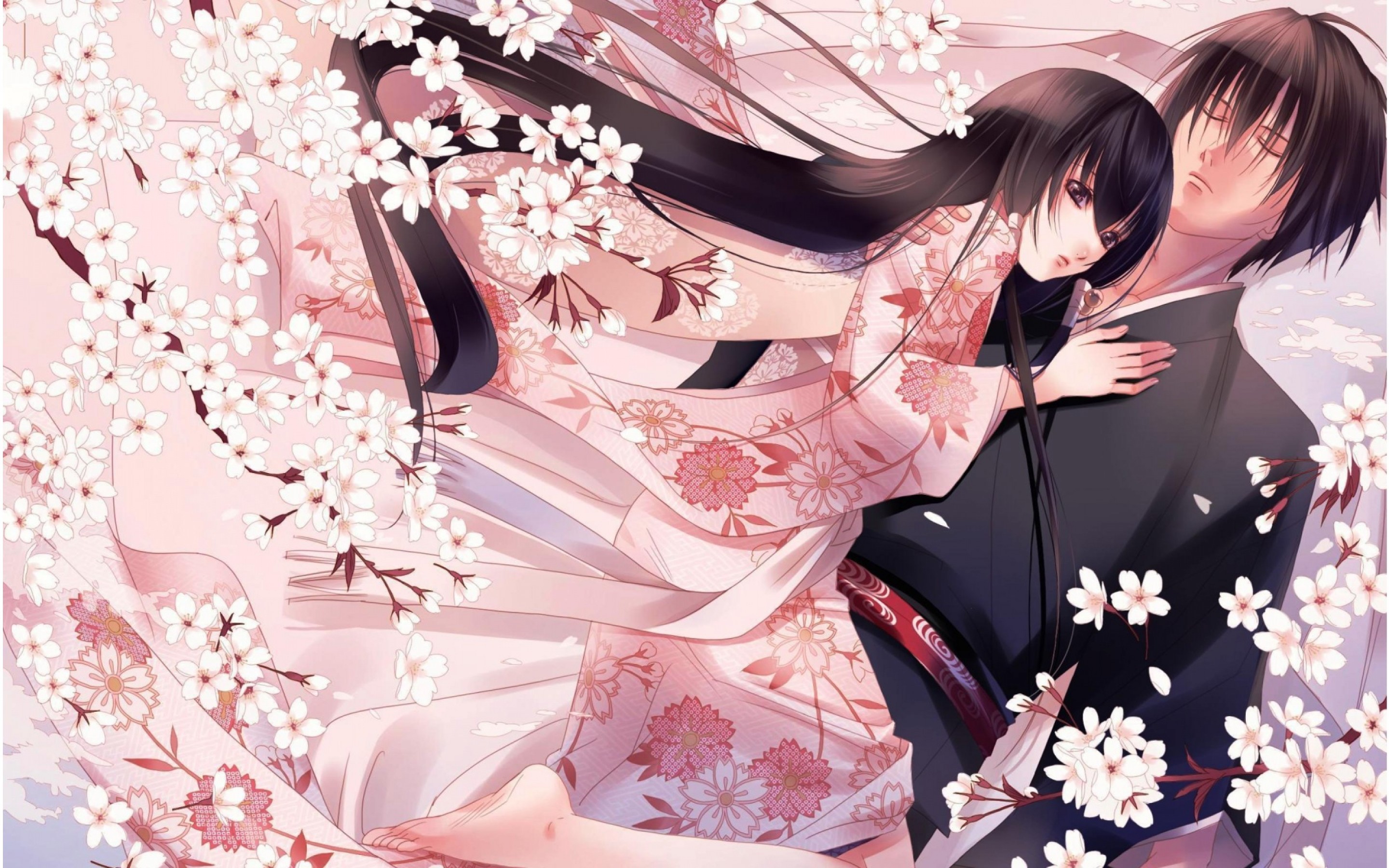 Anime Couple Pink - HD Wallpaper 