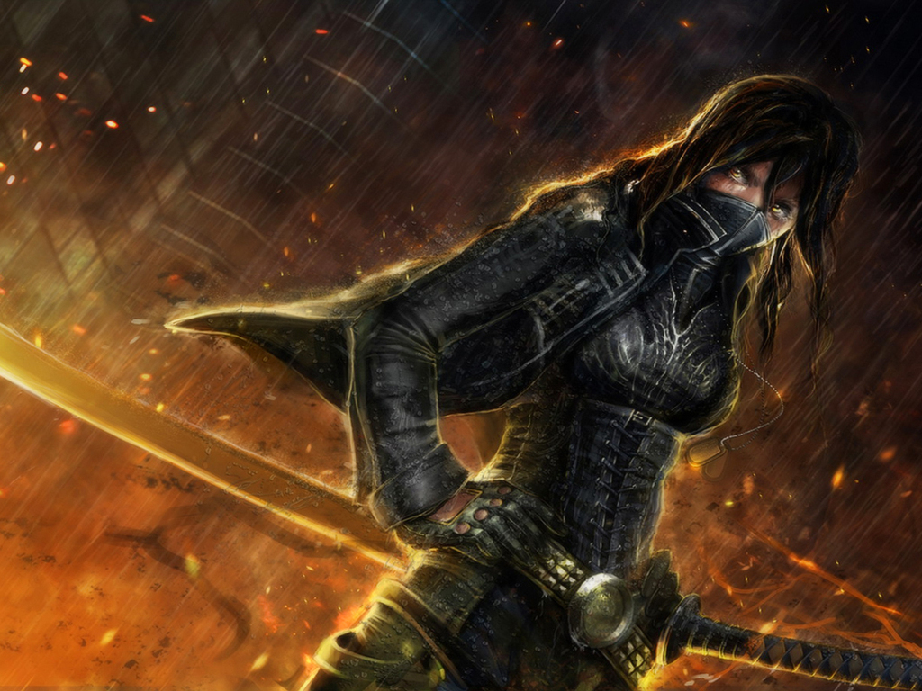 Warrior Ninja - Anime Dark Female Warrior - HD Wallpaper 