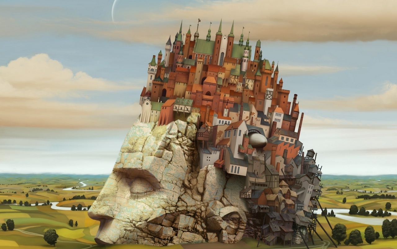 Head Town Fields Surreal Wallpapers - Fabulous Art - HD Wallpaper 