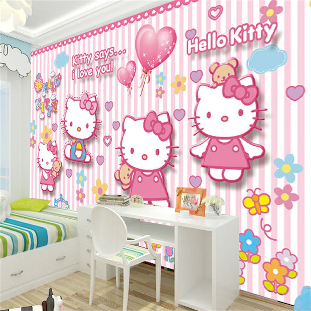 Jual Wallpaper Dinding Custom Hello Kitty Permeter - Hello Kitty - HD Wallpaper 