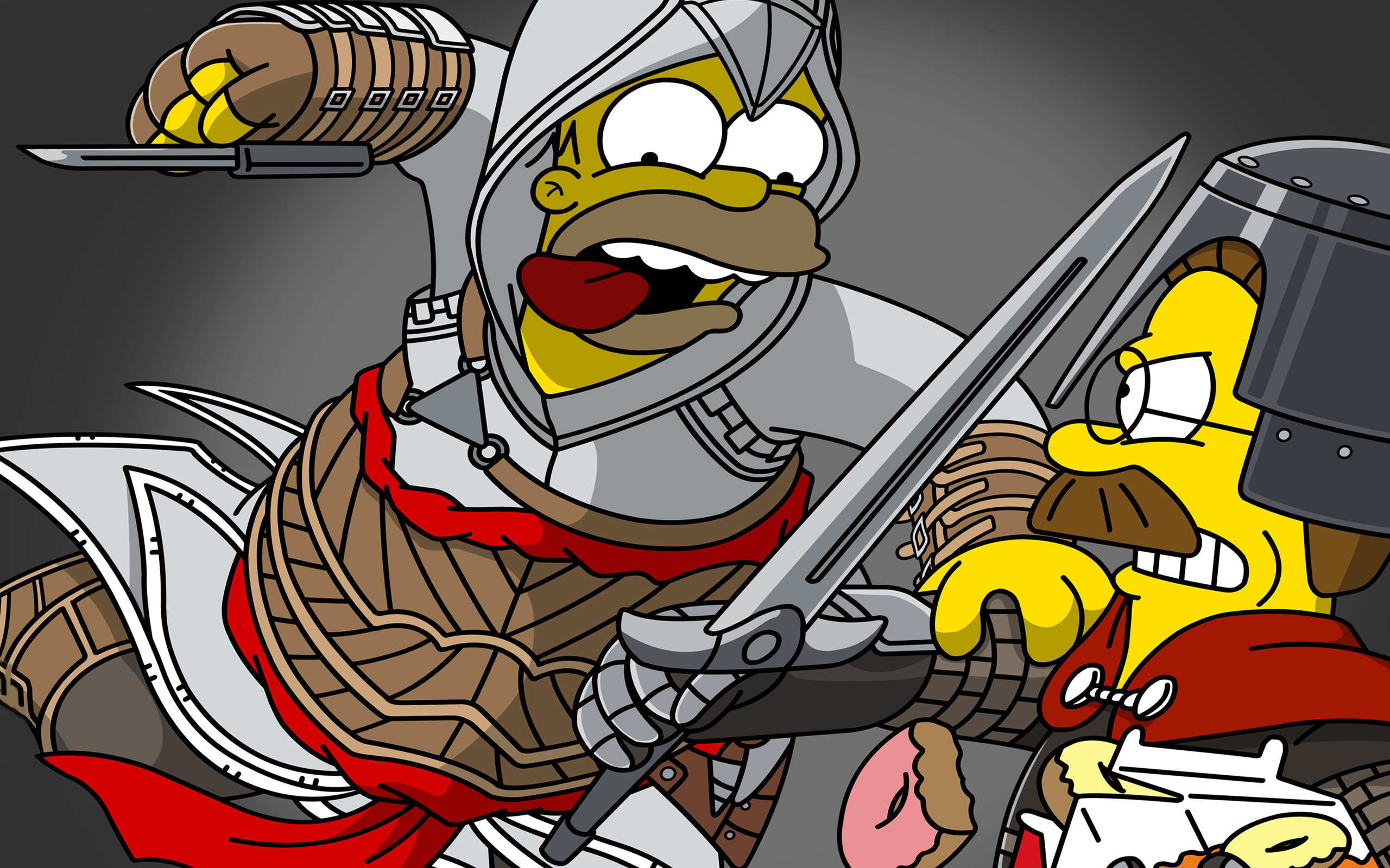 Homers Creed, Homer Simpson, Sword, Ned Flanders, Killer - Simpson Assassins Creed - HD Wallpaper 